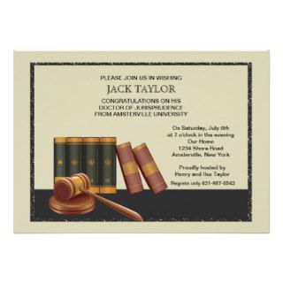 Law Books and Gavel Graduation Invitation