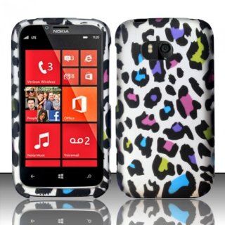 For Nokia Lumia 822 (Verizon) Rubberized Design Cover   Colorful Leopard Cell Phones & Accessories