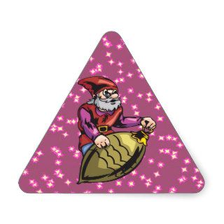 Gold Christmas Ornament and Elf Triangle Sticker