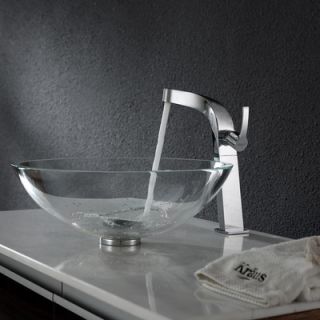 Kraus Crystal Clear Glass Vessel Sink and Typhon Faucet   C GV 100