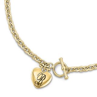 Initial Heart Toggle Necklace in Sterling Silver with 14K Gold Plate