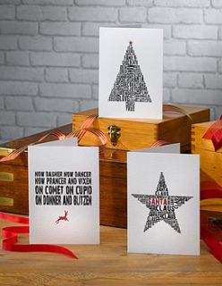 mixed pack of 24 typographic christmas cards by betsy benn