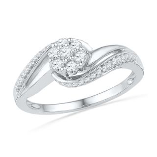 CT. T.W. Diamond Cluster Swirl Engagement Ring in 10K White Gold