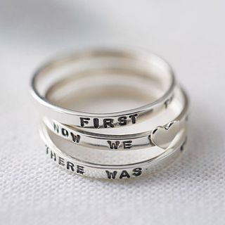 personalised fine silver stacking ring by soremi