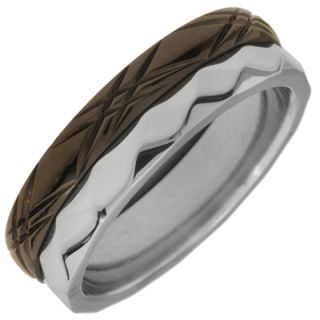 Mens 7.0mm Faceted Wedding Band in Two Tone Stainless Steel   Zales