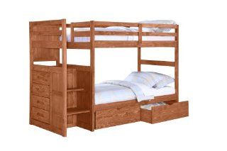 Ranch Stairway Bunk Bed with Free Under Bed Drawers Home & Kitchen