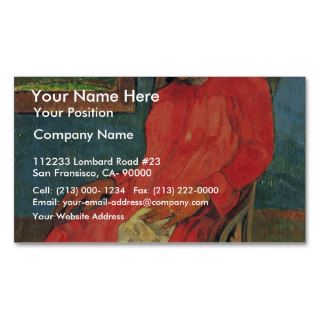 Woman In Red Dress By Paul Gauguin (Best Quality) Business Card