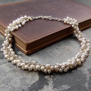 white pearl silver cluster necklace by otis jaxon silver and gold jewellery