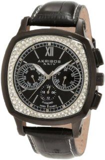 Akribos XXIV Men's AKR462BK Grandoise Multi Function Diamond Swiss Quartz Square Watch Akribos XXIV Watches