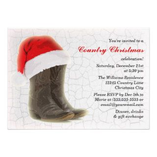 Country Christmas Party Invite Cowboy Boots