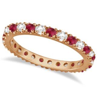 Diamond and Ruby Eternity Band Stackable Ring For Women 14K White Gold (0.51ct) Allurez Jewelry