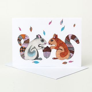 autumn squirrels greeting card by sophie parker