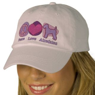 Peace Love Airedales Embroidered Hat (Pretty)