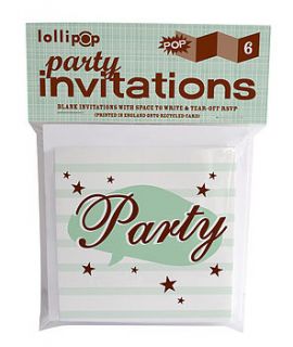 pack of six stars party invitations by lollipop designs