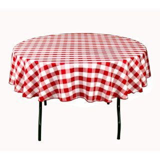 LinenTablecloth 70 Inch Round Polyester Tablecloth Red & White Checker   Cover Table Circle