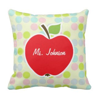 Pastel Colors, Polka Dot; Apple Pillow