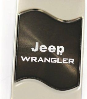 Jeep Wrangler Rectangular Wave Black Key Fob Authentic Logo Key Chain Key Ring Keychain Lanyard Automotive