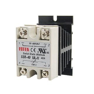 Voltage Resistance Regulator Solid State Relay SSR 40A AC w Heat Sink   Electrical Outlet Switches  