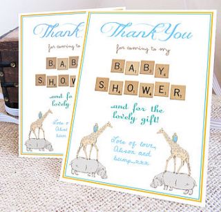 personalised baby shower 'thank you' card by precious little plum