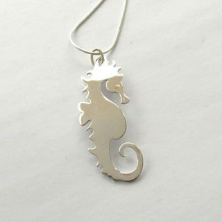 silver seahorse pendant by saba jewellery