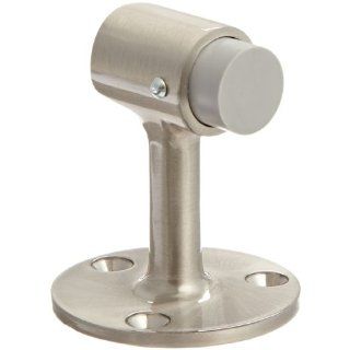Rockwood 470.15 Brass Door Stop, #12 x 1 1/4" FH WS Fastener with Plastic Anchor, 2 1/2" Base Diameter x 3" Height, Satin Nickel Plated Clear Coated Finish