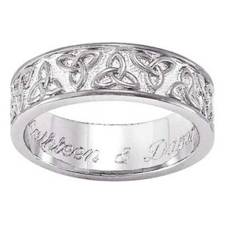 Mens Engraved Celtic Knot Wedding Band in Sterling Silver (25