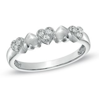 10 CT. T.W. Diamond Five Heart Promise Ring in Sterling Silver