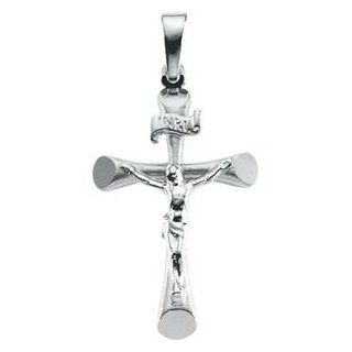 IceCarats Designer Jewelry 14K White Gold Crucifix Pendant IceCarats Jewelry