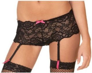 Rene Rofe Women's Crotchless Lace Boyleg with Removable Garters Garter Belts And Stocking Sets Clothing