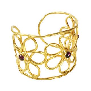 petal cuff gold and pink garnet by flora bee