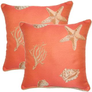 Nassau Coral 17 inch Throw Pillows (Set of 2) Throw Pillows