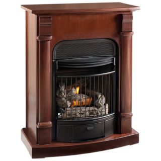 ProCom 29.13 in Dual Burner Vent Free Heritage Cherry Corner or Wall Mount Liquid Propane and Natural Gas Fireplace