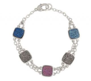 Judith Ripka Drusy Quartz Multi Color Sterling Toggle Bracelet —