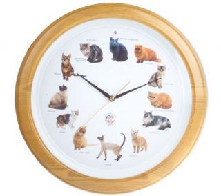 Cat Lovers Club of America Meowing Clock w/Breed Guide —