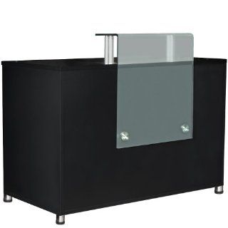 Elegant Black Reception Desk with Glass Counter RD 21BLK Beauty