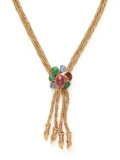 Hattie Carnegie Multicolor Glass Cluster & Gold Multi Strand Necklace by House of Lavande