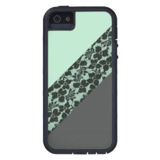 Modern Mint Green Gray Color Block Lace Stripe iPhone 5 Cases