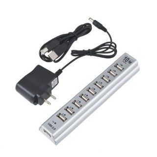 10 Ports USB HUB 1.1 Power Adapter Silver 480mbps USB Cable Specialty Hs 