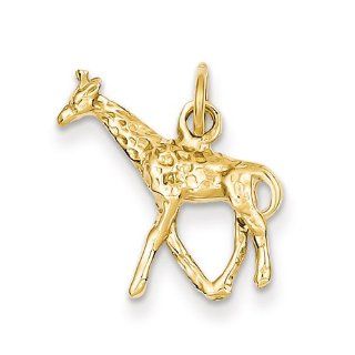 14k Yellow Gold Solid Polished 3 Dimensional Giraffe Charm Jewelry