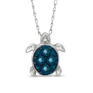 Blue Diamond Accent Turtle Pendant in Sterling Silver   17   Zales