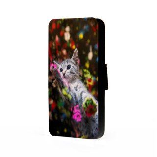 Cat Painting   Samsung Galaxy S4 Trifold Wallet Case Cell Phones & Accessories