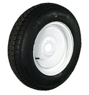 13" x 4.5" White Plain Trailer Wheel with bias ST17580D13C Tire Mounted (4 4" bolt circle) Automotive