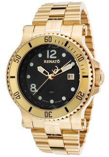 Renato TY A TY R515  Watches,Mens T Rex GMT Gold Tone Steel Black Dial, Limited Edition Renato Quartz Watches