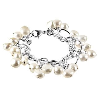 ELYA Stainless Steel Freshwater Pearl Link Bracelet (9 10 mm) West Coast Jewelry Pearl Bracelets
