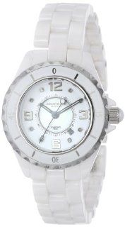 Akribos XXIV Women's AK485WT N Ceramic Quartz Date Diamond Watch Watches