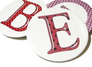 personalised initial pocket mirror /magnet by sacha   smith