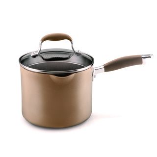 Anolon Bronze Hard Anodized Nonstick 3.5 quart Covered Straining Saucepan with Pouring Spouts Anolon Pots/Pans