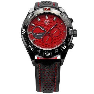 SHARK Mens 6 Hands Date Day Red Dial Sport Quartz Wrist Watch + Gift Bo SH082 at  Men's Watch store.