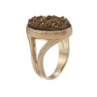 Caribe Gold Goldtone Gold Druzy Ring Gemstone Rings