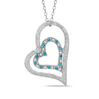 Enhanced Blue Diamond Fascination™ Double Heart Pendant in Sterling